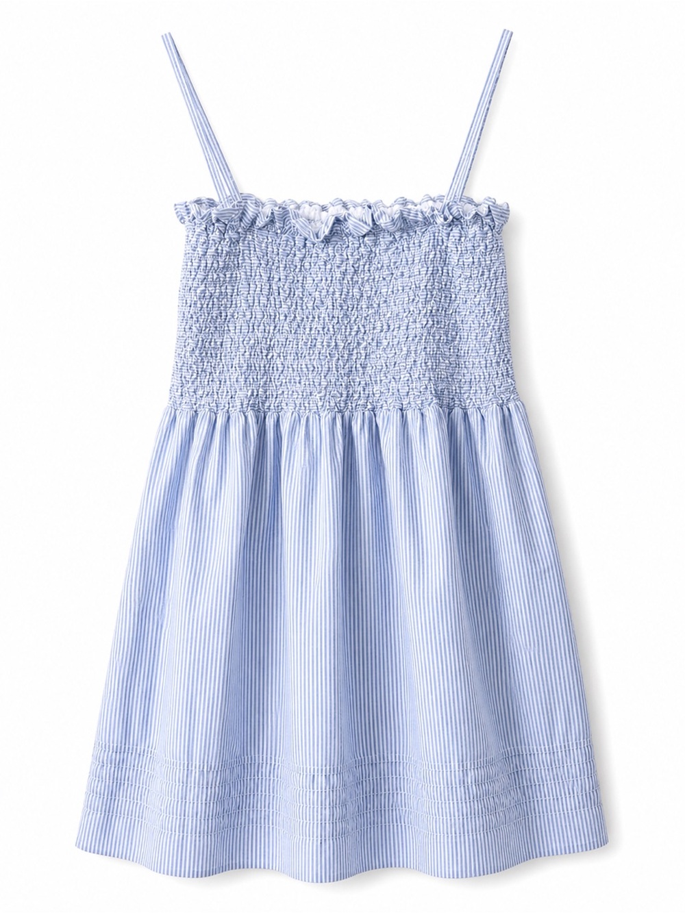 American Eagle‎ Outfitters Light Blue Striped Smocked Mini Dress